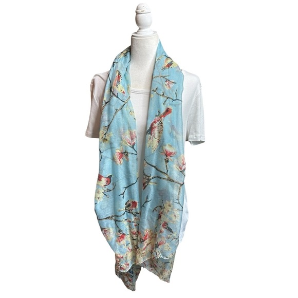 Floral Blue Scarf - Picture 2 of 2